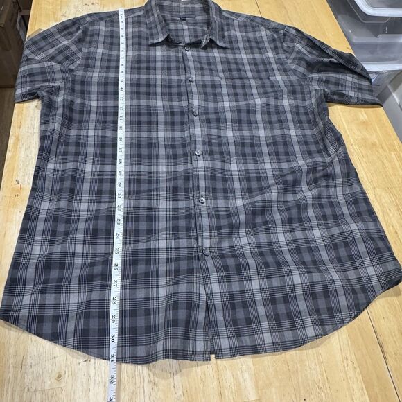 John Varvatos Gray Plaid Long Sleeve Roll Tab Sleeves Button Down Shirt XXL EUC - Picture 8 of 11